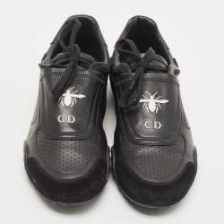 Dior Black Leather and Suede Low Top Sneakers Size 40