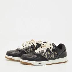 Pre Owned Dior Black Leather and Canvas Low Top Sneakers Size 42.5
