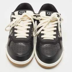 Pre Owned Dior Black Leather and Canvas Low Top Sneakers Size 42.5
