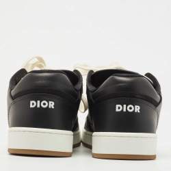 Pre Owned Dior Black Leather and Canvas Low Top Sneakers Size 42.5