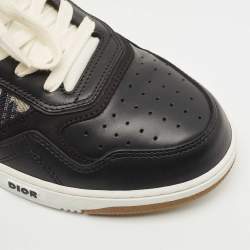 Pre Owned Dior Black Leather and Canvas Low Top Sneakers Size 42.5