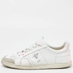 Pre Owned Dior White/Grey Leather and Suede D-Bee Low Top Sneakers Size 40