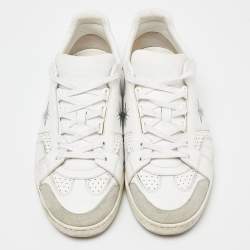 Pre Owned Dior White/Grey Leather and Suede D-Bee Low Top Sneakers Size 40