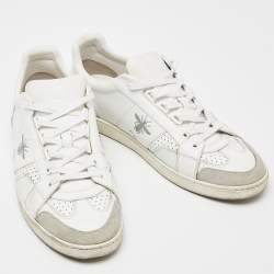 Pre Owned Dior White/Grey Leather and Suede D-Bee Low Top Sneakers Size 40