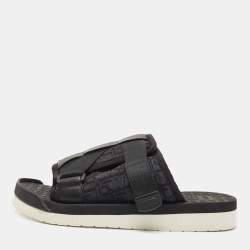 Dior Black Canvas and Leather Alpha Sandals Size 39