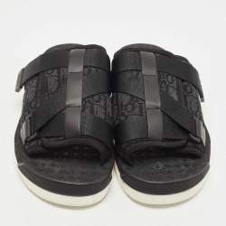 Dior Black Canvas and Leather Alpha Sandals Size 39