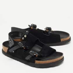 Dior X Birkenstock Black Suede Milano Flat Sandals Size 38