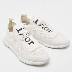 Dior White Knit Fabric B21 Neo Low Top Sneakers Size 43