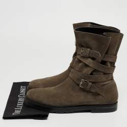 Pre Owned Dior Green Suede Fur Lined Cosy Ankle Boots Size 43