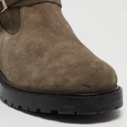 Pre Owned Dior Green Suede Fur Lined Cosy Ankle Boots Size 43