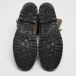 Pre Owned Dior Green Suede Fur Lined Cosy Ankle Boots Size 43