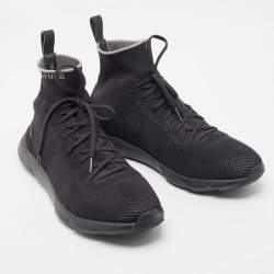 Dior Black Knit Fabric B21 High Top Sneakers Size 44