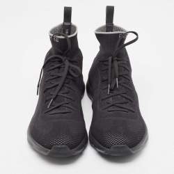 Dior Black Knit Fabric B21 High Top Sneakers Size 44