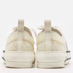 Dior White Oblique Mesh and Rubber B23 Low Top Sneakers Size 41.5