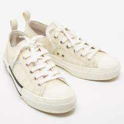 Dior White Oblique Mesh and Rubber B23 Low Top Sneakers Size 41.5