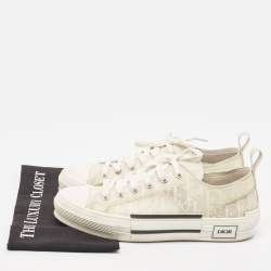 Dior White Oblique Mesh and Rubber B23 Low Top Sneakers Size 41.5