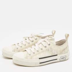 Dior White Oblique Mesh and Rubber B23 Low Top Sneakers Size 41.5