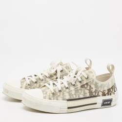 Dior White/Black Oblique Mesh and Rubber B23 Sneakers Size 42