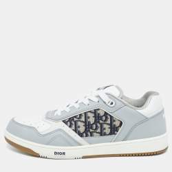 Dior Grey/White Leather and Canvas B27 Low Top Sneakers Size 43
