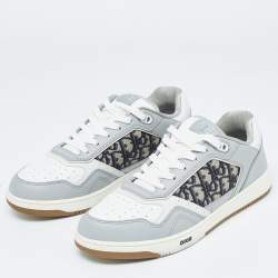 Dior Grey/White Leather and Canvas B27 Low Top Sneakers Size 43