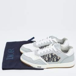 Dior Grey/White Leather and Canvas B27 Low Top Sneakers Size 43