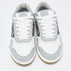 Dior Grey/White Leather and Canvas B27 Low Top Sneakers Size 43