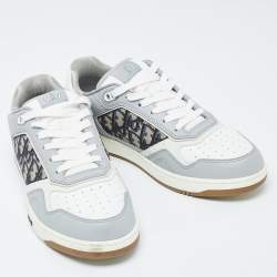 Dior Grey/White Leather and Canvas B27 Low Top Sneakers Size 43