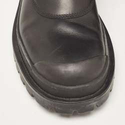 Dior Black Leather and Canvas High Top Combat Boots Size 42