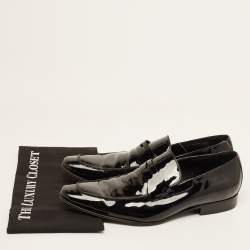 Pre Owned Dior Black Patent Slip On Loafers Size 42.5