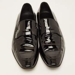 Pre Owned Dior Black Patent Slip On Loafers Size 42.5