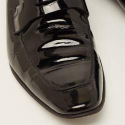 Pre Owned Dior Black Patent Slip On Loafers Size 42.5