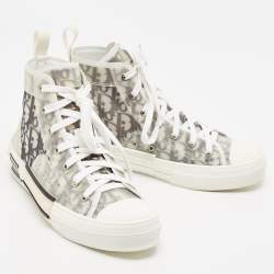 Dior Two Tone Oblique Mesh and Rubber B23 High Top Sneakers Size 40.5