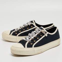 Dior Navy Blue Canvas Walk'n'Dior Low Top Sneakers Size 42