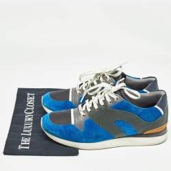 Dior Blue/Grey Suede and Leather Bo2 Lace Up Sneakers Size 40