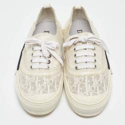 Dior White Oblique Canvas Walk'n'Dior Sneakers Size 45