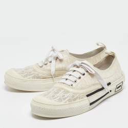 Dior White Oblique Canvas Walk'n'Dior Sneakers Size 45