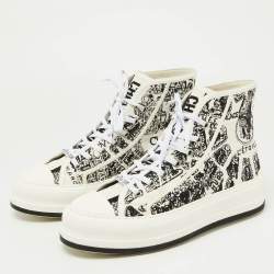Dior Black/White Canvas Walk'n'dior High Top Sneakers Size 41