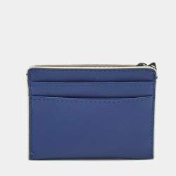 Pre Owned DKNY Blue Leather Logo Card Holder