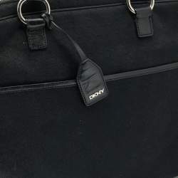 Pre Owned Dkny Black Canvas and Leather Laptop Bag