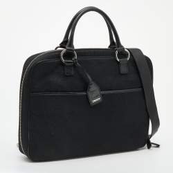 Pre Owned Dkny Black Canvas and Leather Laptop Bag