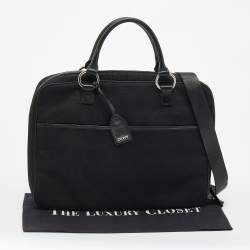 Pre Owned Dkny Black Canvas and Leather Laptop Bag