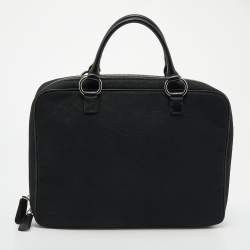 Pre Owned Dkny Black Canvas and Leather Laptop Bag