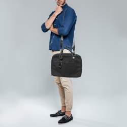 Pre Owned Dkny Black Canvas and Leather Laptop Bag