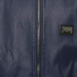 Pre Owned Dolce & Gabbana Blue Lambskin LeatherBomber Jacket XL