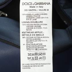 Pre Owned Dolce & Gabbana Blue Lambskin LeatherBomber Jacket XL
