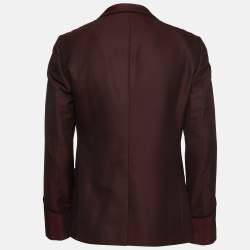 Pre Owned Dolce & Gabbana Burgundy Silk Blend Shawl Collar Dinner Smoking Jacket XL