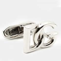 Pre Owned Dolce & Gabbana DG Logo Silver Tone Cufflinks