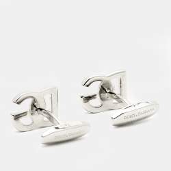 Pre Owned Dolce & Gabbana DG Logo Silver Tone Cufflinks
