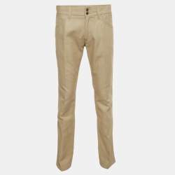 مملوكة مسبقًا Dolce & Gabbana Beige Gabardine Straight Fit Trousers L