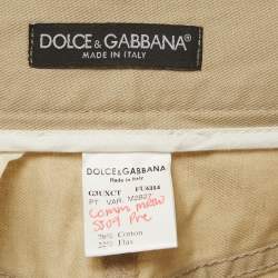 مملوكة مسبقًا Dolce & Gabbana Beige Gabardine Straight Fit Trousers L